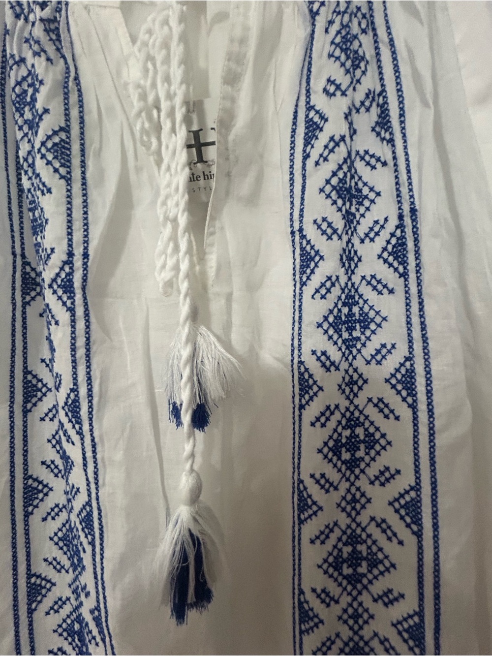 Haute Hippie White Maxi Dress with Blue Embroidery - Picture 5 of 5